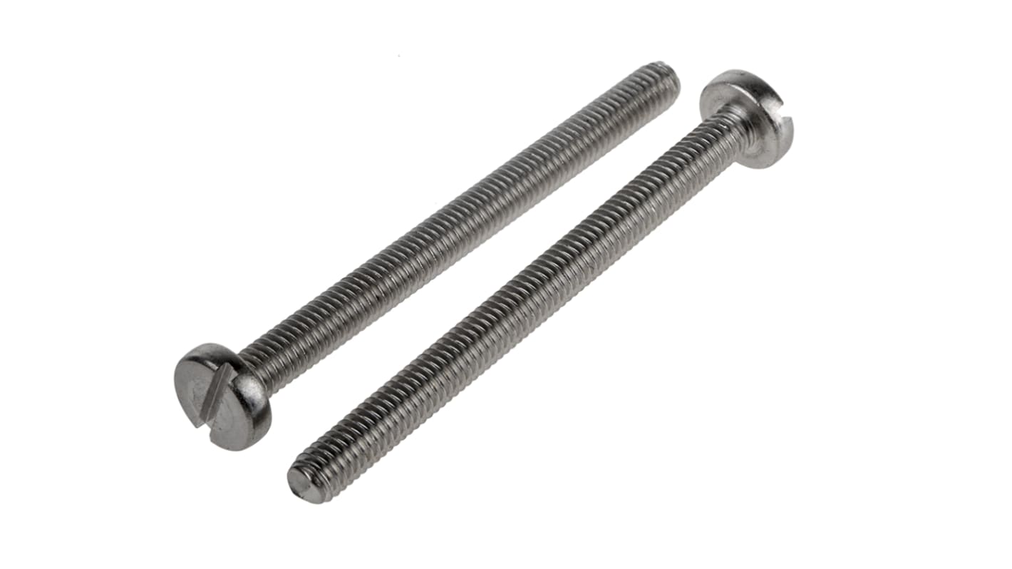 RS PRO Slot Pan A2 304 Stainless Steel Machine Screws DIN 85, M6x70mm