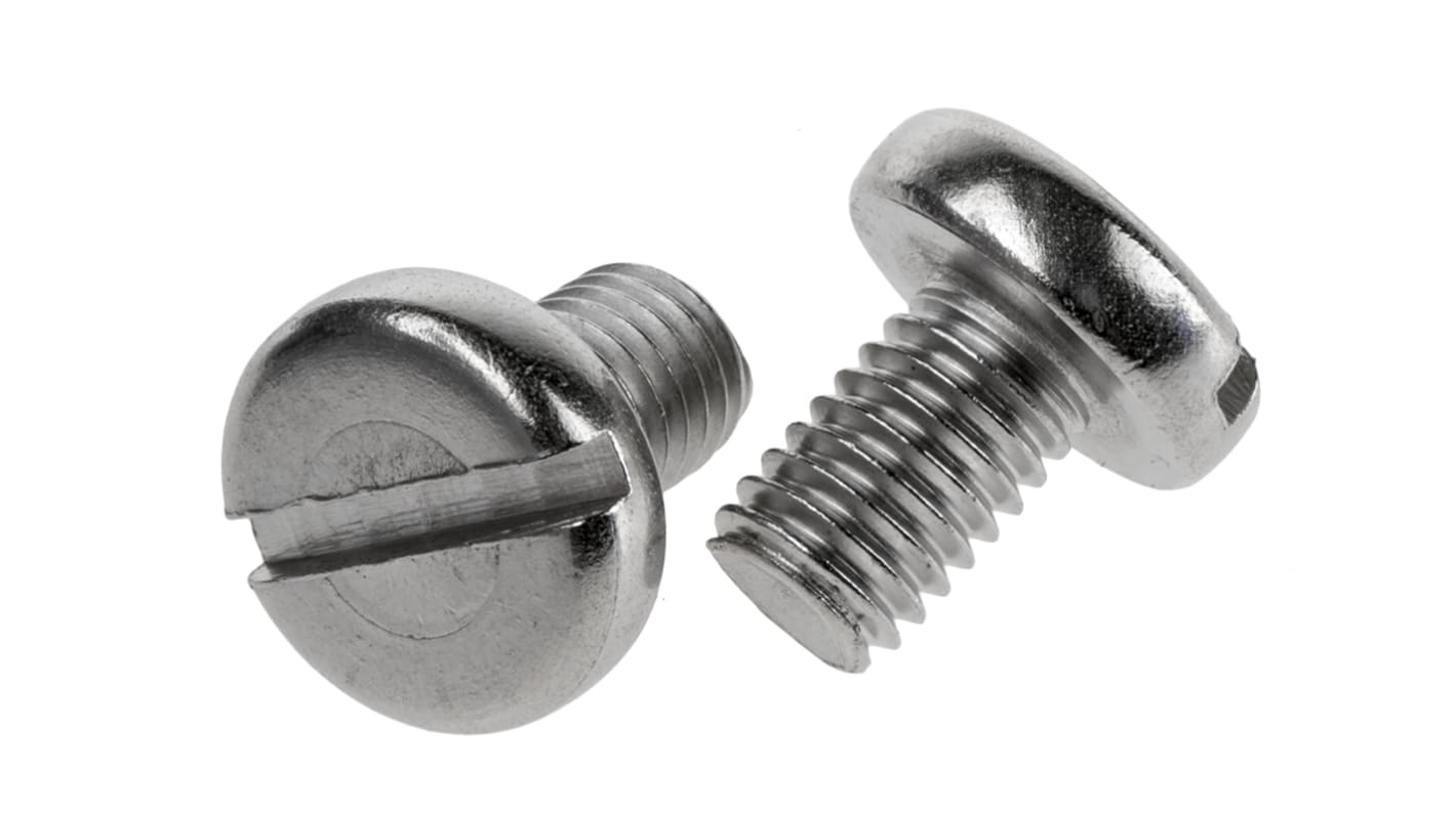 RS PRO Slot Pan A2 304 Stainless Steel Machine Screws DIN 85, M8x12.0mm
