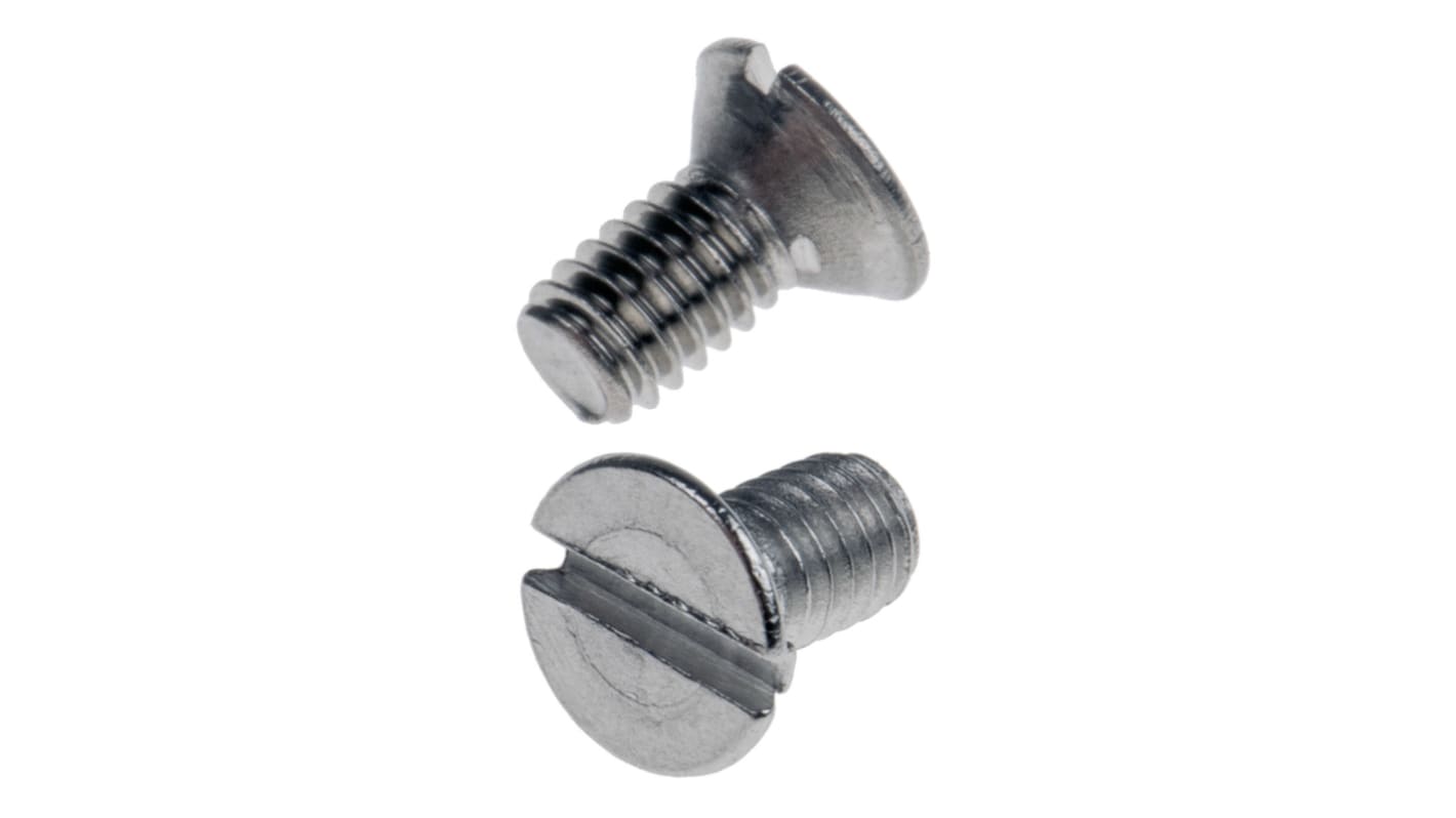 RS PRO Slot Countersunk A2 304 Stainless Steel Machine Screws DIN 963, M2.5x5mm