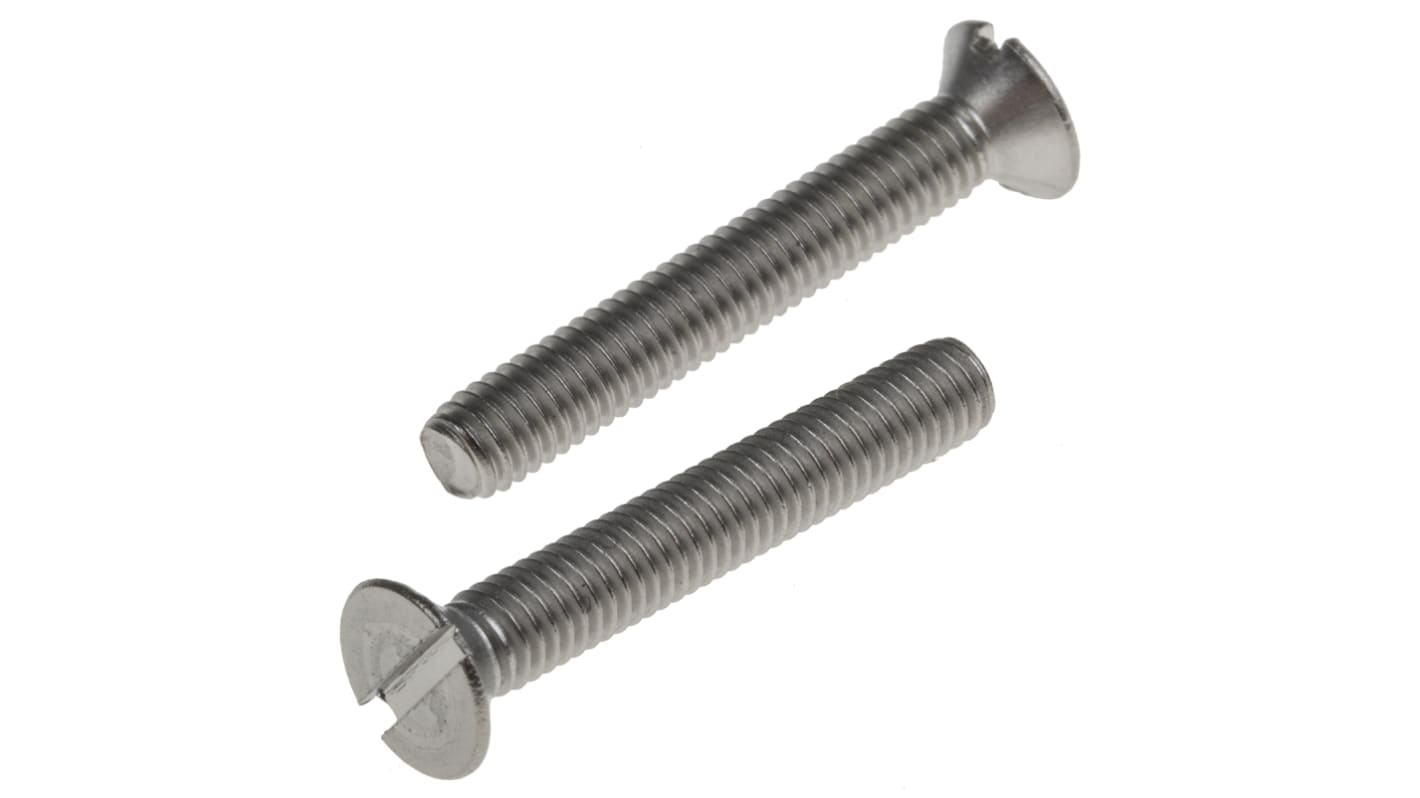 RS PRO Slot Countersunk A2 304 Stainless Steel Machine Screws DIN 963 x 20.0mm