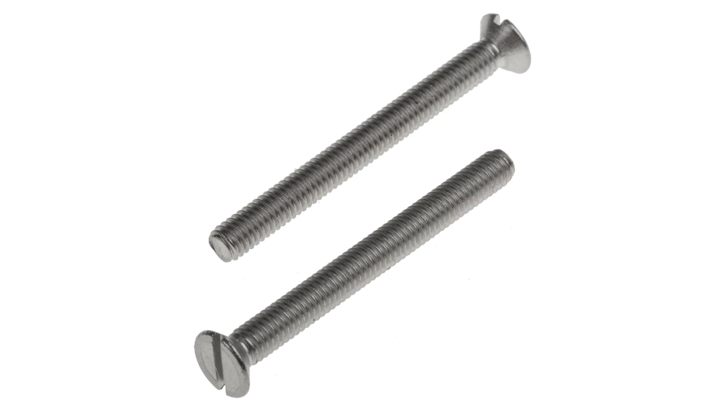 RS PRO Slot Countersunk A2 304 Stainless Steel Machine Screws DIN 963, M4x40mm