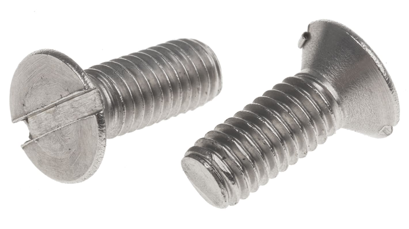 RS PRO Slot Countersunk A2 304 Stainless Steel Machine Screws DIN 963 x 16.0mm