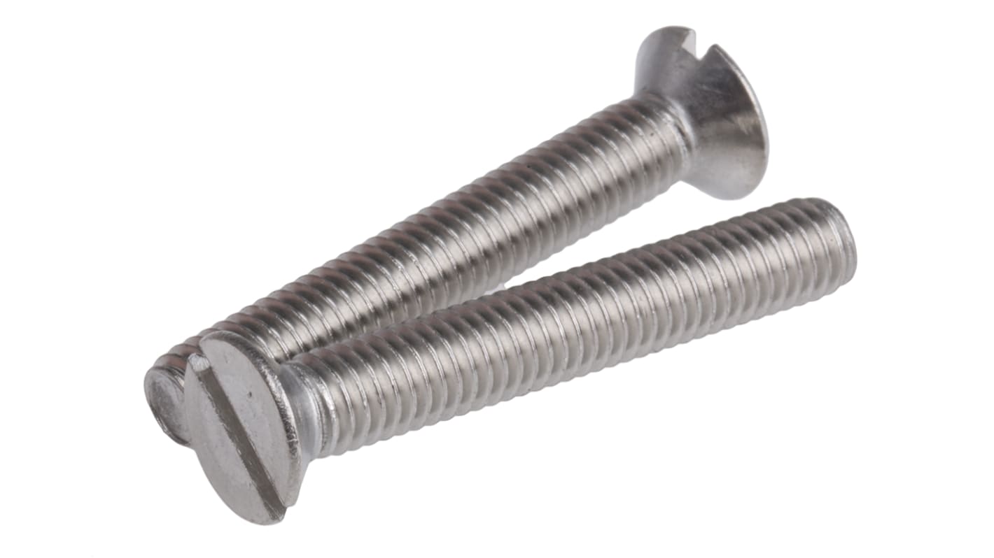 RS PRO Slot Countersunk A2 304 Stainless Steel Machine Screws DIN 963 x 40.0mm