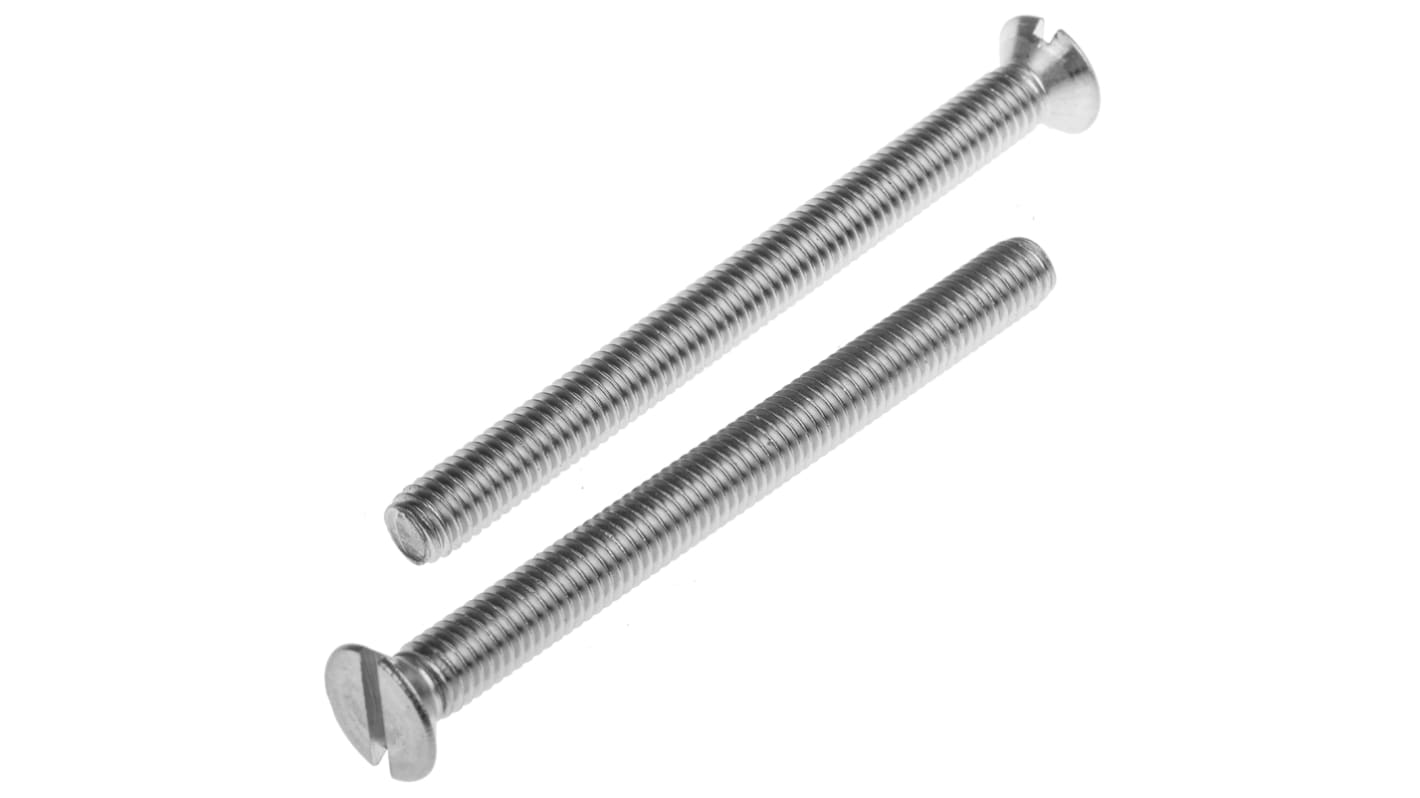 RS PRO Slot Countersunk A2 304 Stainless Steel Machine Screws DIN 963, M6x70mm