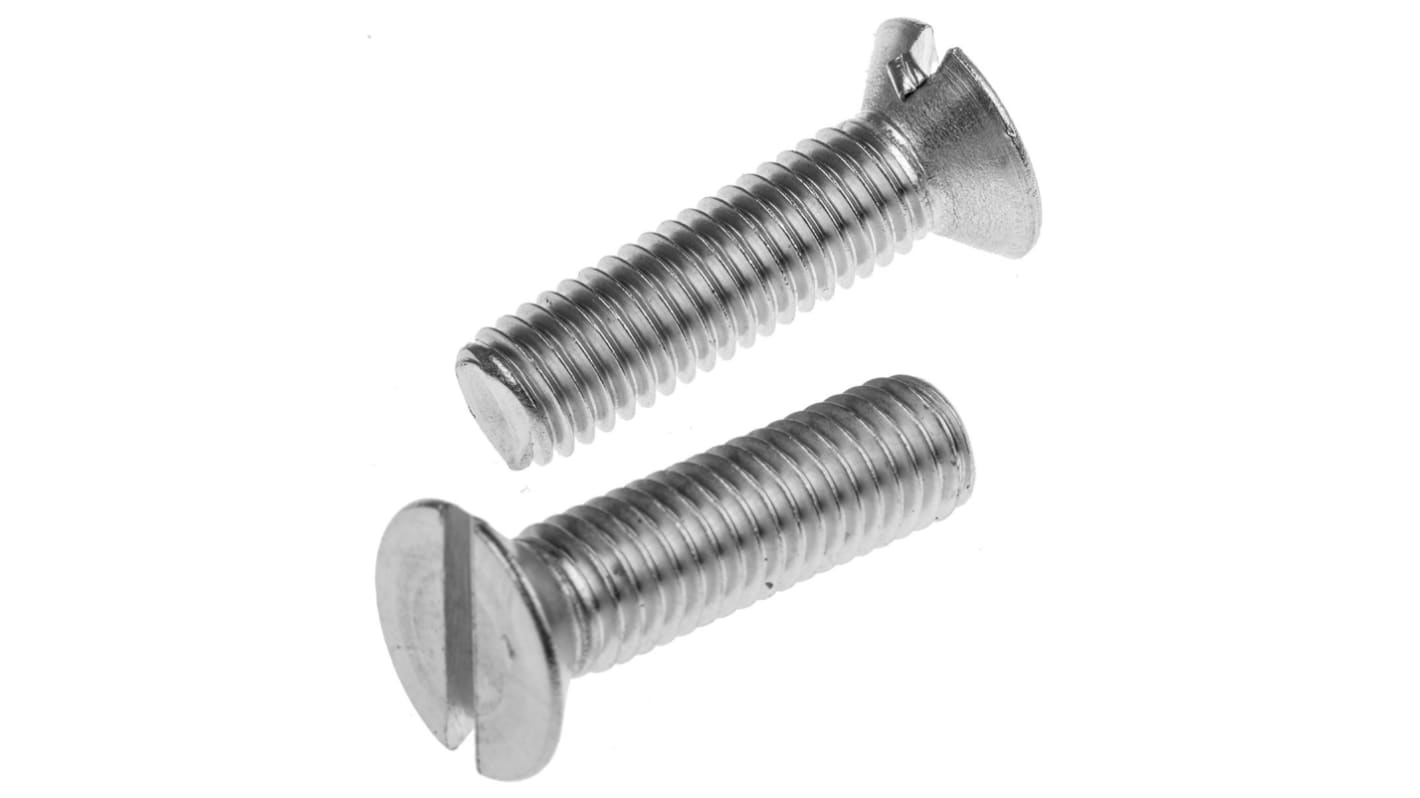 RS PRO Slot Countersunk A2 304 Stainless Steel Machine Screws DIN 963 x 30.0mm