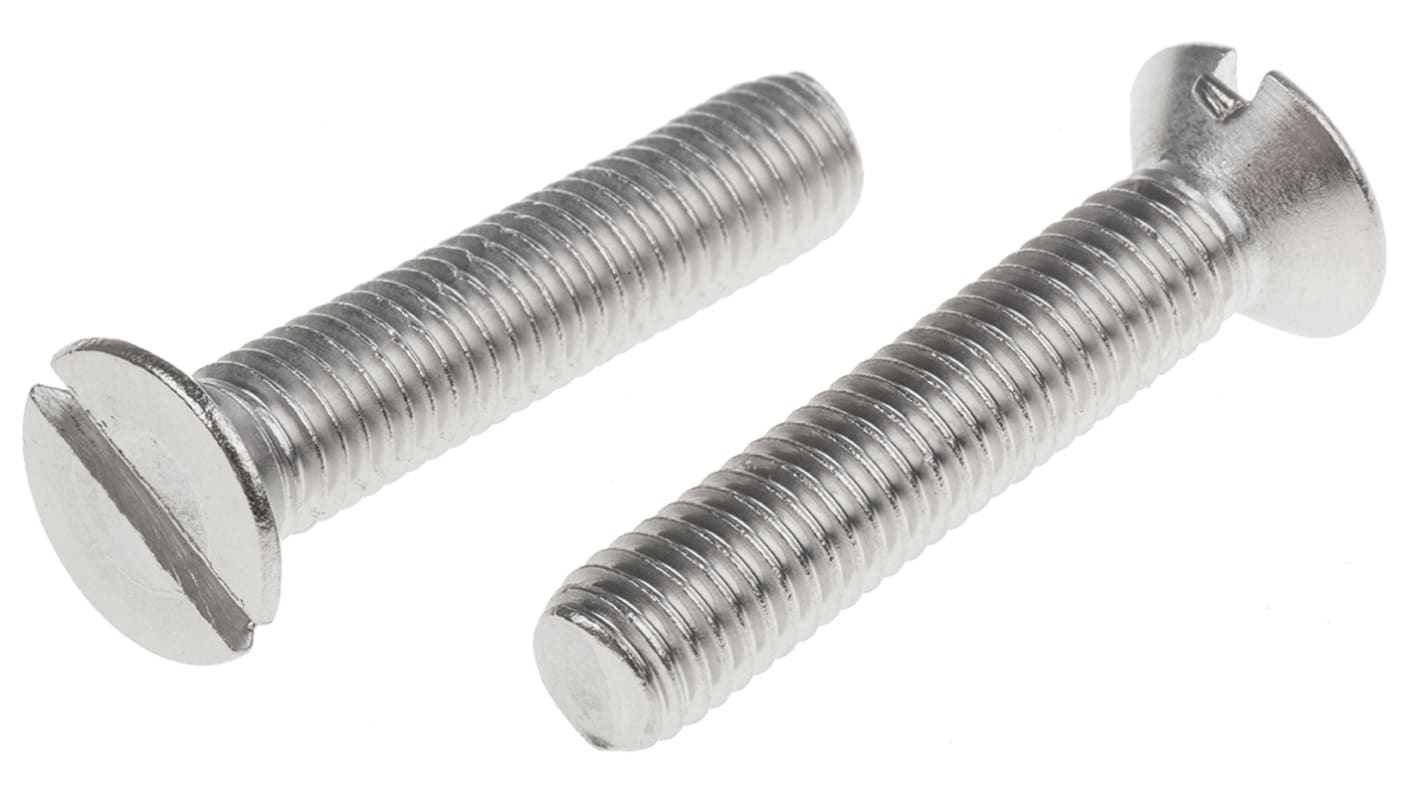 RS PRO Slot Countersunk A2 304 Stainless Steel Machine Screws DIN 963, M8x40mm