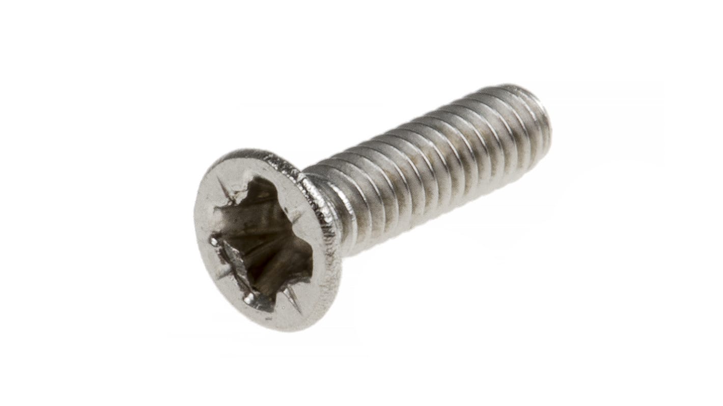RS PRO Pozidriv Countersunk A2 304 Stainless Steel Machine Screws DIN 965Z, M2x8.0mm