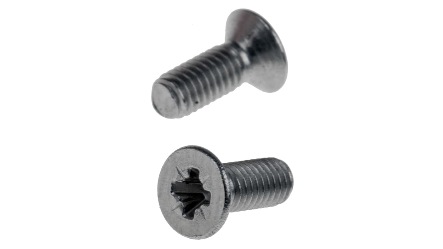 RS PRO Pozi Countersunk A2 304 Stainless Steel Machine Screws DIN 965, M3x8mm