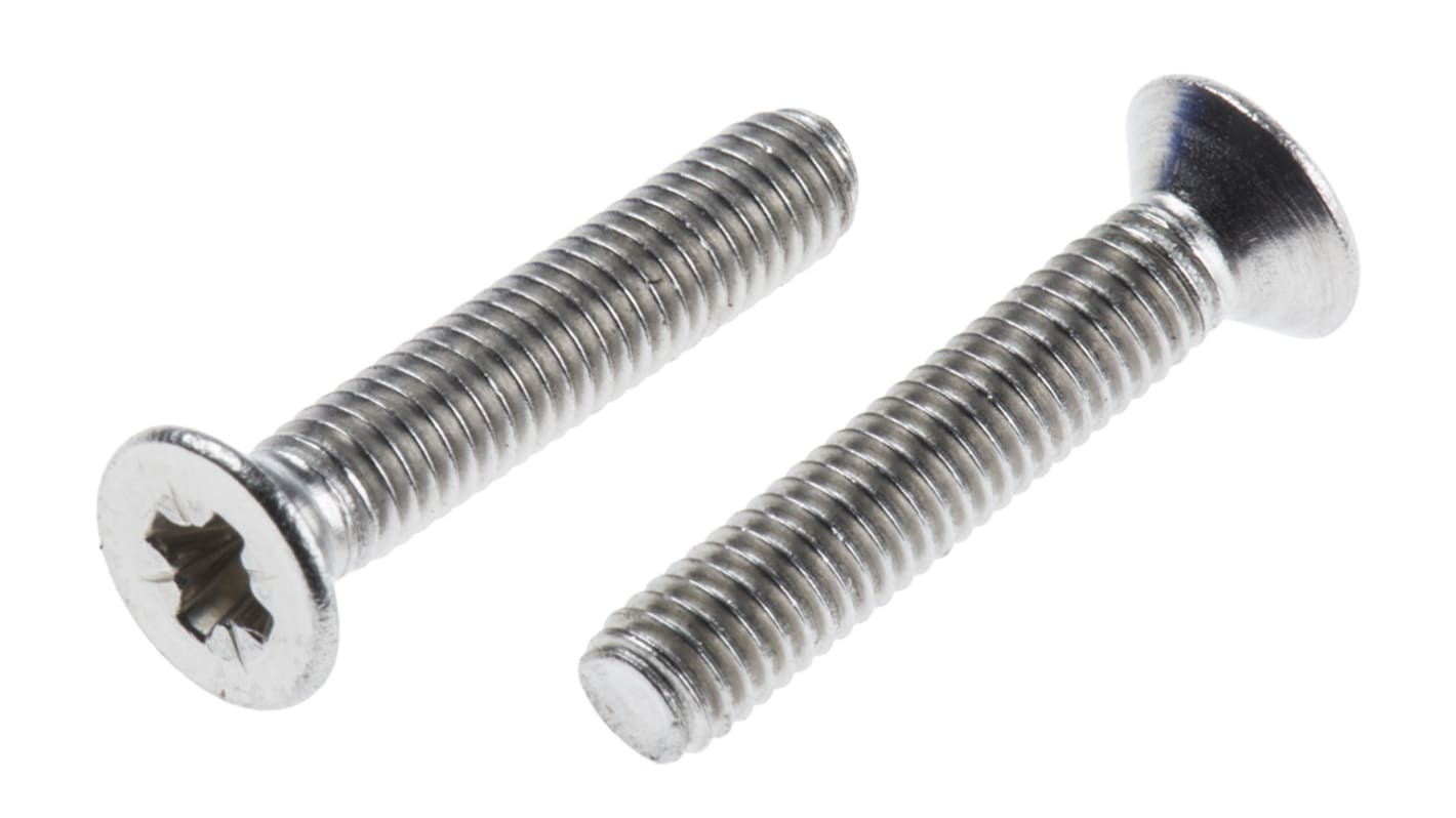 Tornillo de cabeza avellanada con huella Pozi RS PRO M3 x 16.0mm, paso de rosca 0.50mm, de Acero Inoxidable