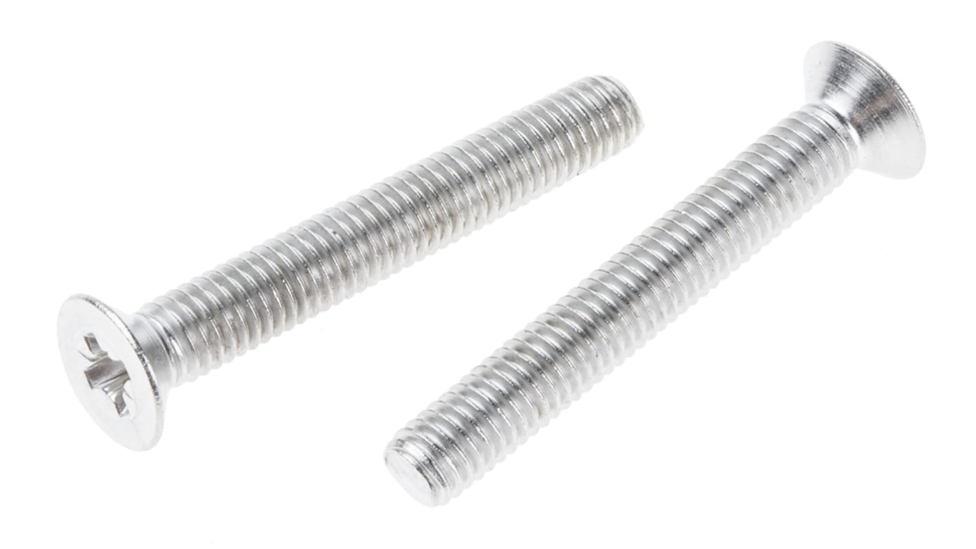 RS PRO Pozidriv Countersunk A2 304 Stainless Steel Machine Screws DIN 965Z x 35.0mm