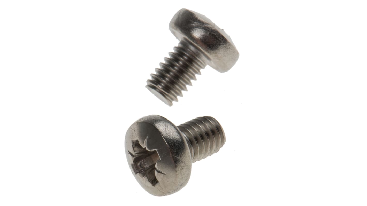RS PRO Pozi M4 Pan A4 316 Stainless Steel Machine Screws DIN 7985 x 6.0mm