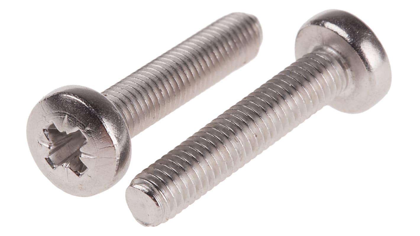 RS PRO Pozi Pan A4 316 Stainless Steel Machine Screws DIN 7985 x 25.0mm