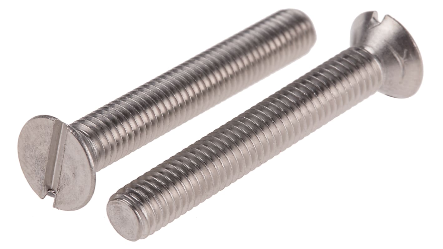 RS PRO Slot Countersunk A4 316 Stainless Steel Machine Screws DIN 963 x 35.0mm