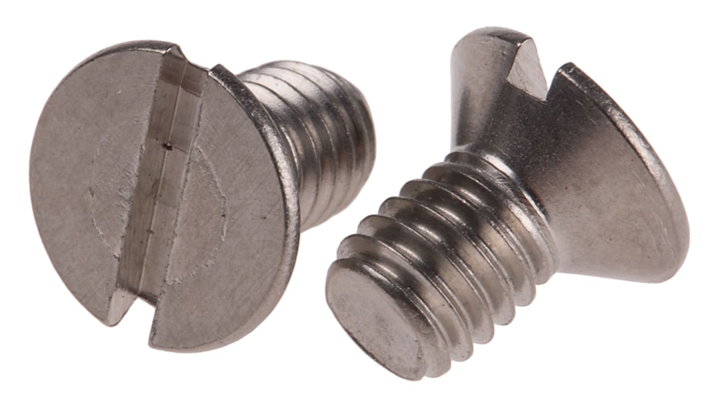 RS PRO Slot M6 Countersunk A4 316 Stainless Steel Machine Screws DIN 963 x 10.0mm