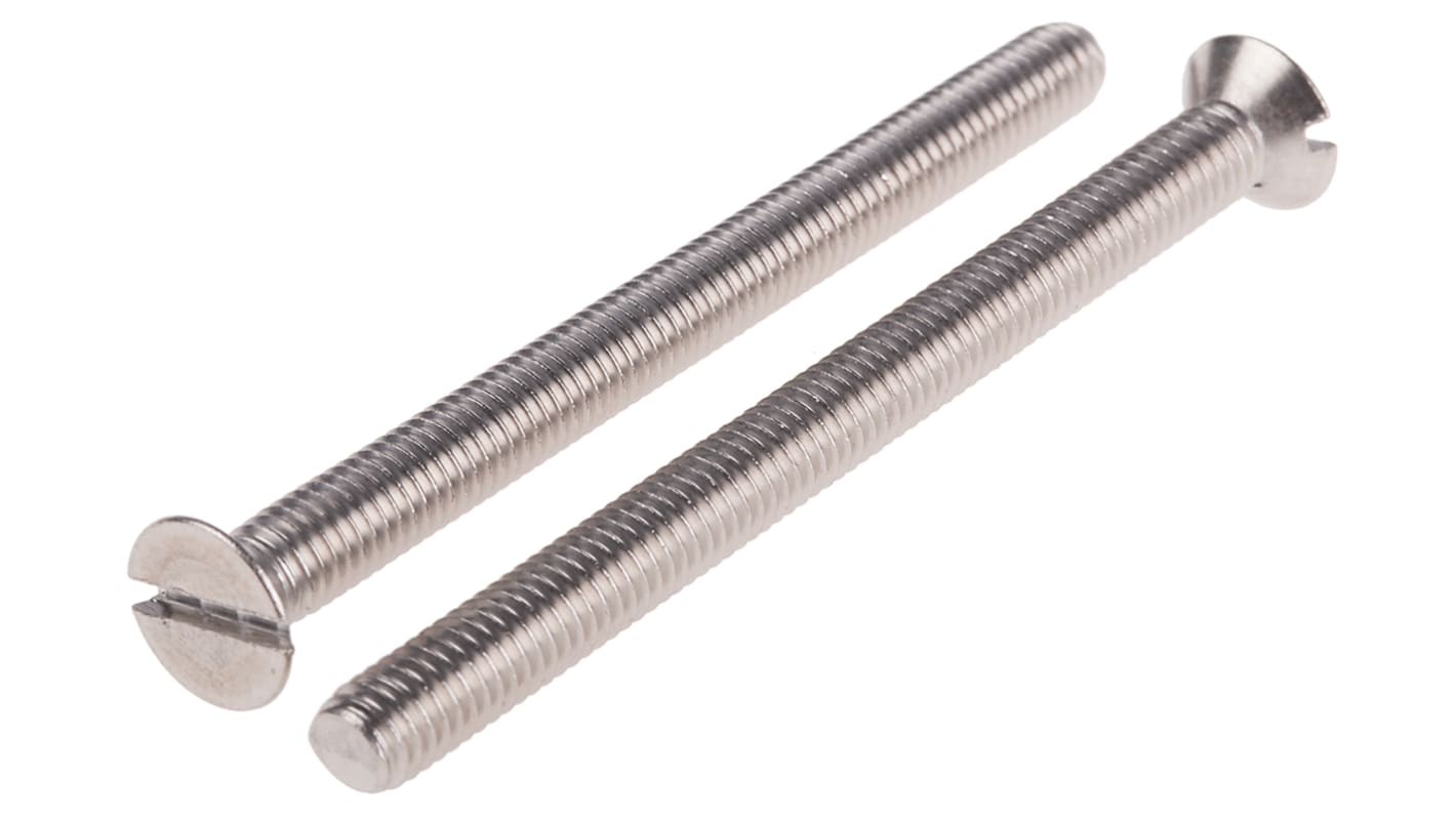 RS PRO Slot M6 Countersunk A4 316 Stainless Steel Machine Screw DIN 963 x 75mm