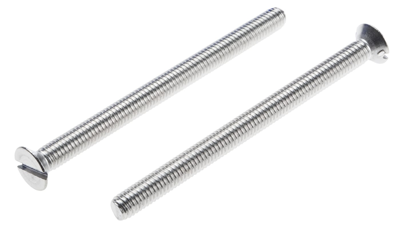 RS PRO Slot Countersunk A4 316 Stainless Steel Machine Screw DIN 963, M6x80mm