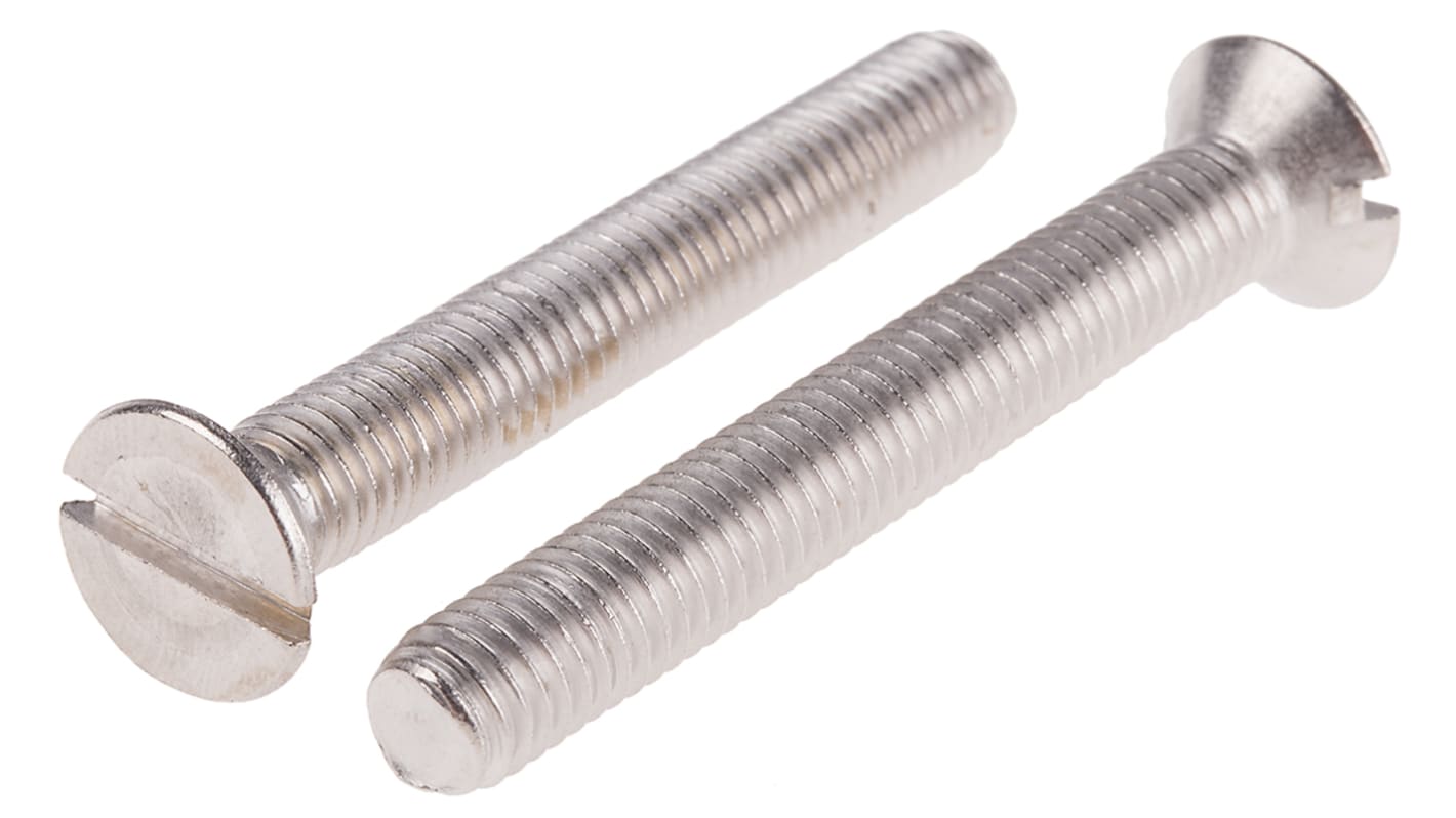 RS PRO Slot Countersunk A4 316 Stainless Steel Machine Screws DIN 963, M8x60.0mm
