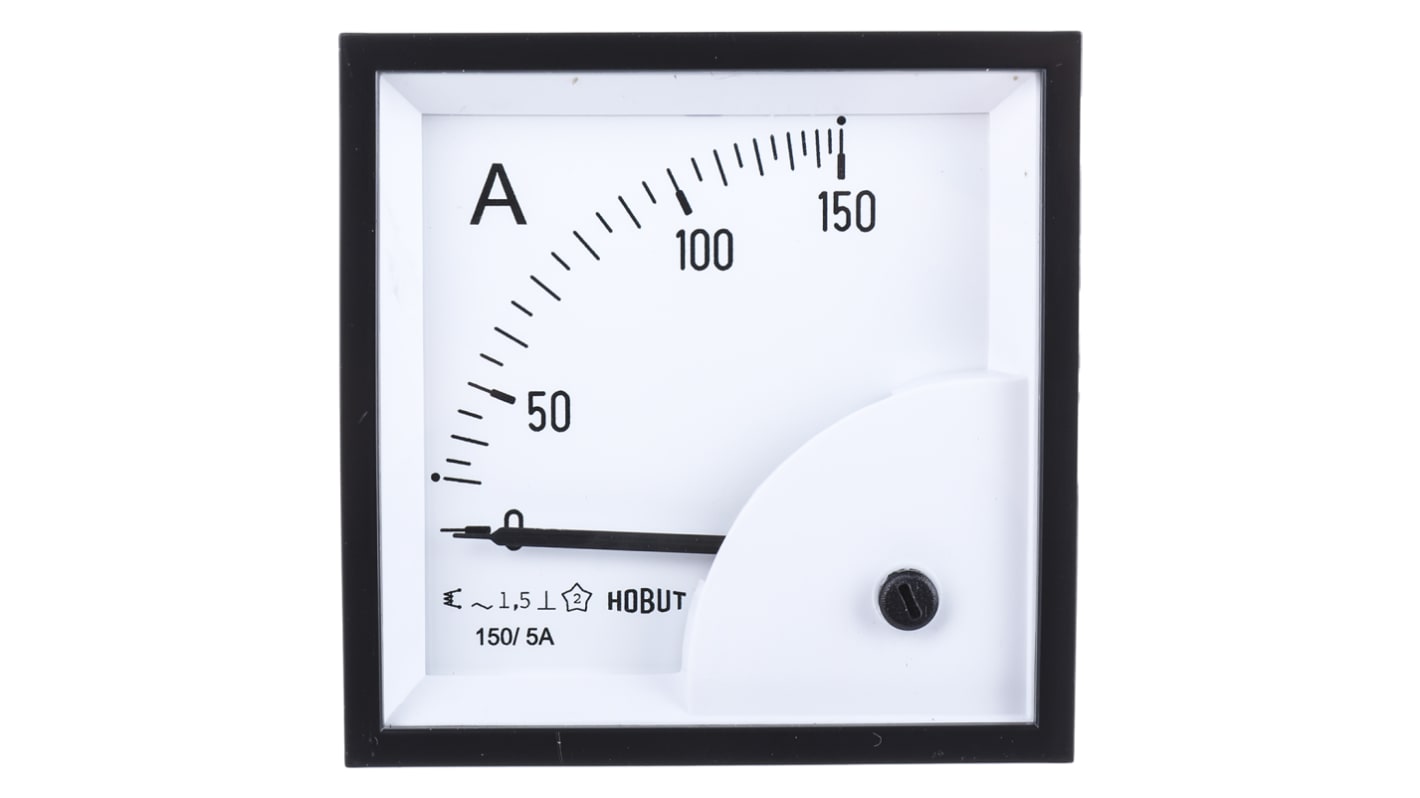 HOBUT D72SD Analogue Panel Ammeter 0/150A For 150/5A CT AC, 72mm x 72mm Moving Iron