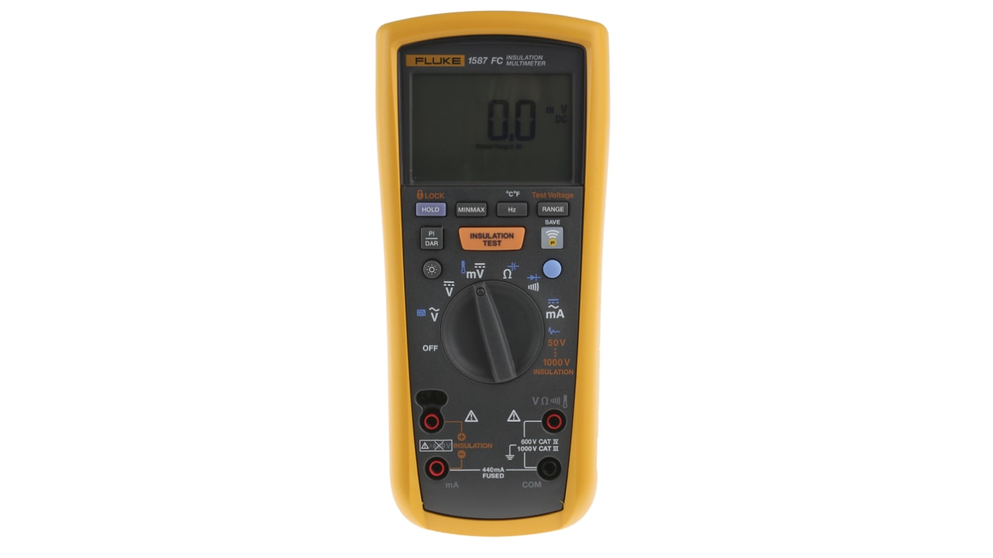 Fluke 1587 Insulation Tester, 50V Min, 1000V Max, 2GΩ Max, CAT III 1000V