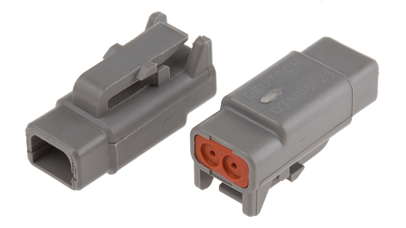 Deutsch DTM Automotive, Kfz-Steckverbinder, Stecker, 2-polig, Grau / 1-reihig, 7.5A