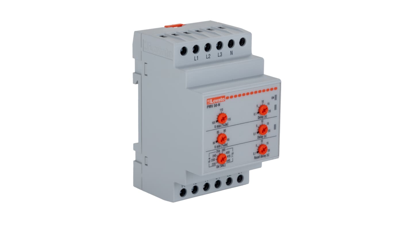 Lovato Voltage Monitoring Relay, 3 Phase, SPDT, 380 → 440V ac, DIN Rail