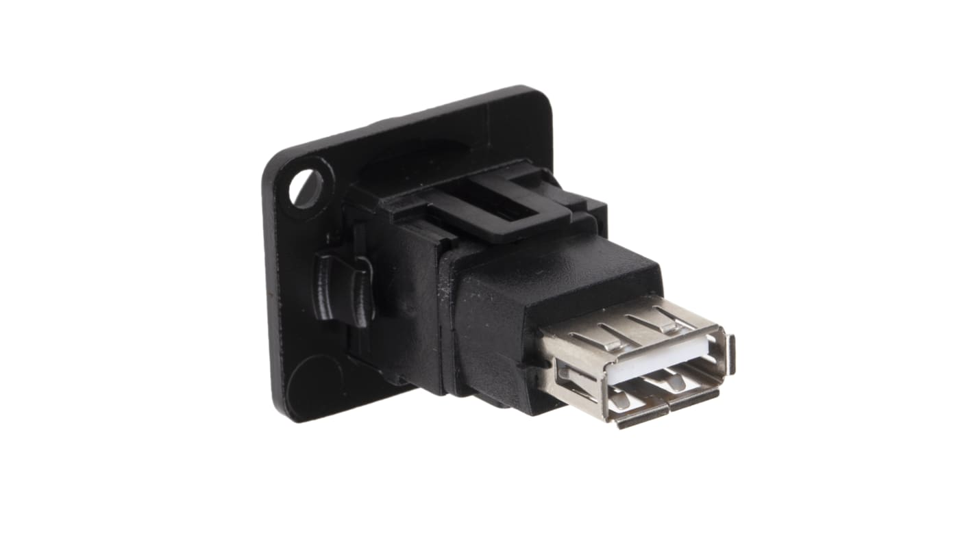 RS PRO Straight, Panel Mount, Socket Type A to A 2.0 USB Connector