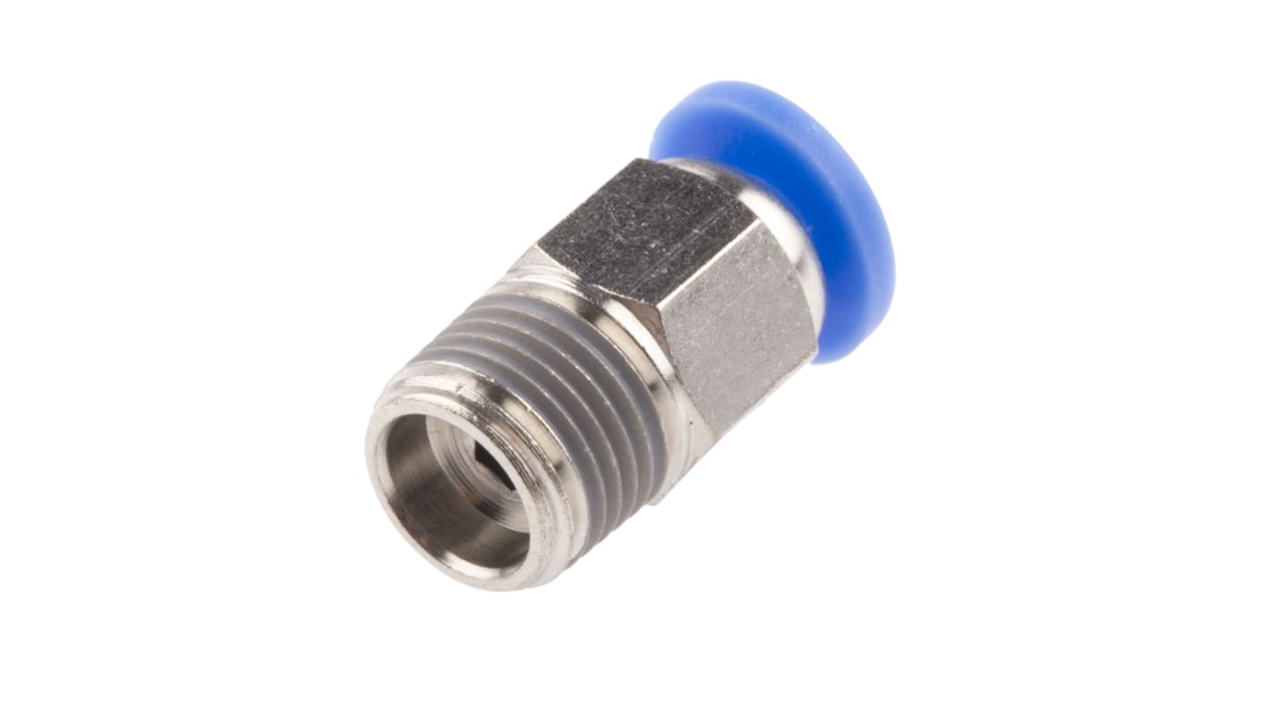 RS PRO Straight Threaded Adaptor, R 1/8 Male to Push In 4 mm, Threaded-to-Tube Connection Style