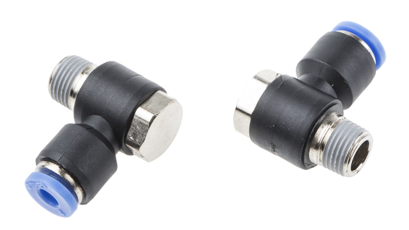 RS PRO 聚甲醛螺纹弯头气管接头, R 1/8 外螺纹转推入式4 mm