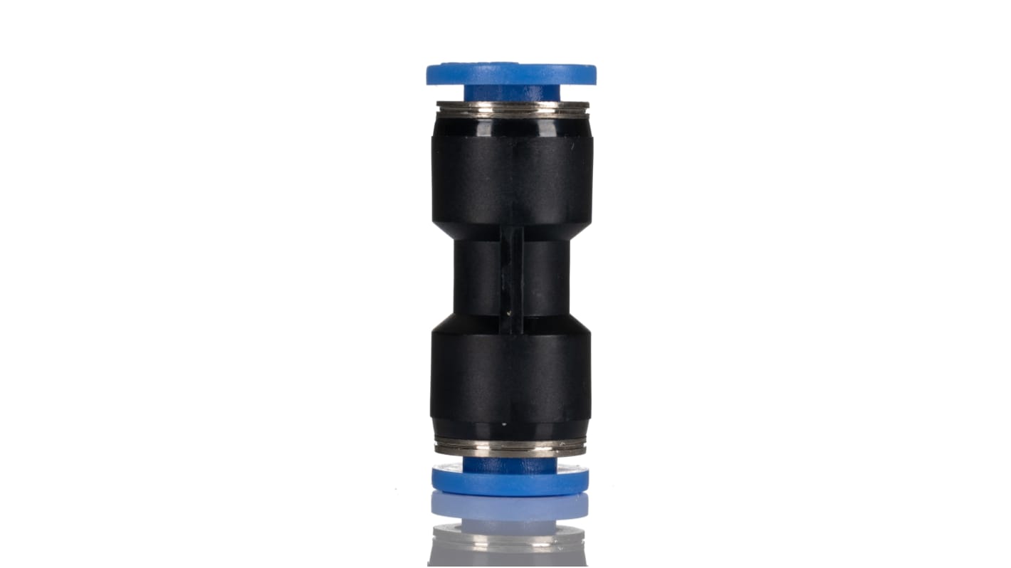 RS PRO 4-mm-Steckanschluss x 4-mm-Steckanschluss Gerader Einsteckadapter, Rohr-zu-Rohr, Polyoxymethylene, 10 bar