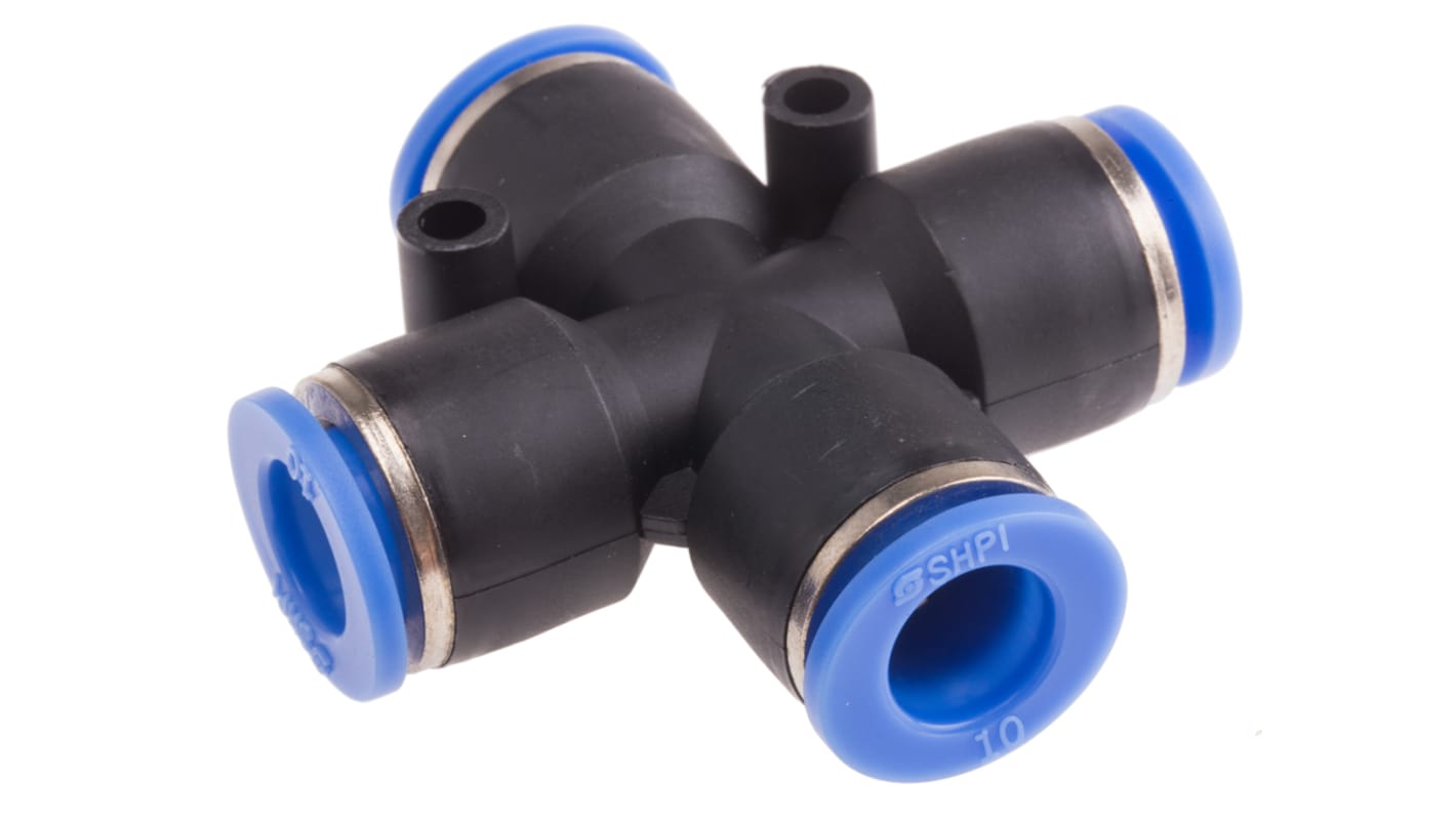 Adaptateur tube à tube croisé RS PRO vers Enfichable 10 mm Enfichable 10 mm