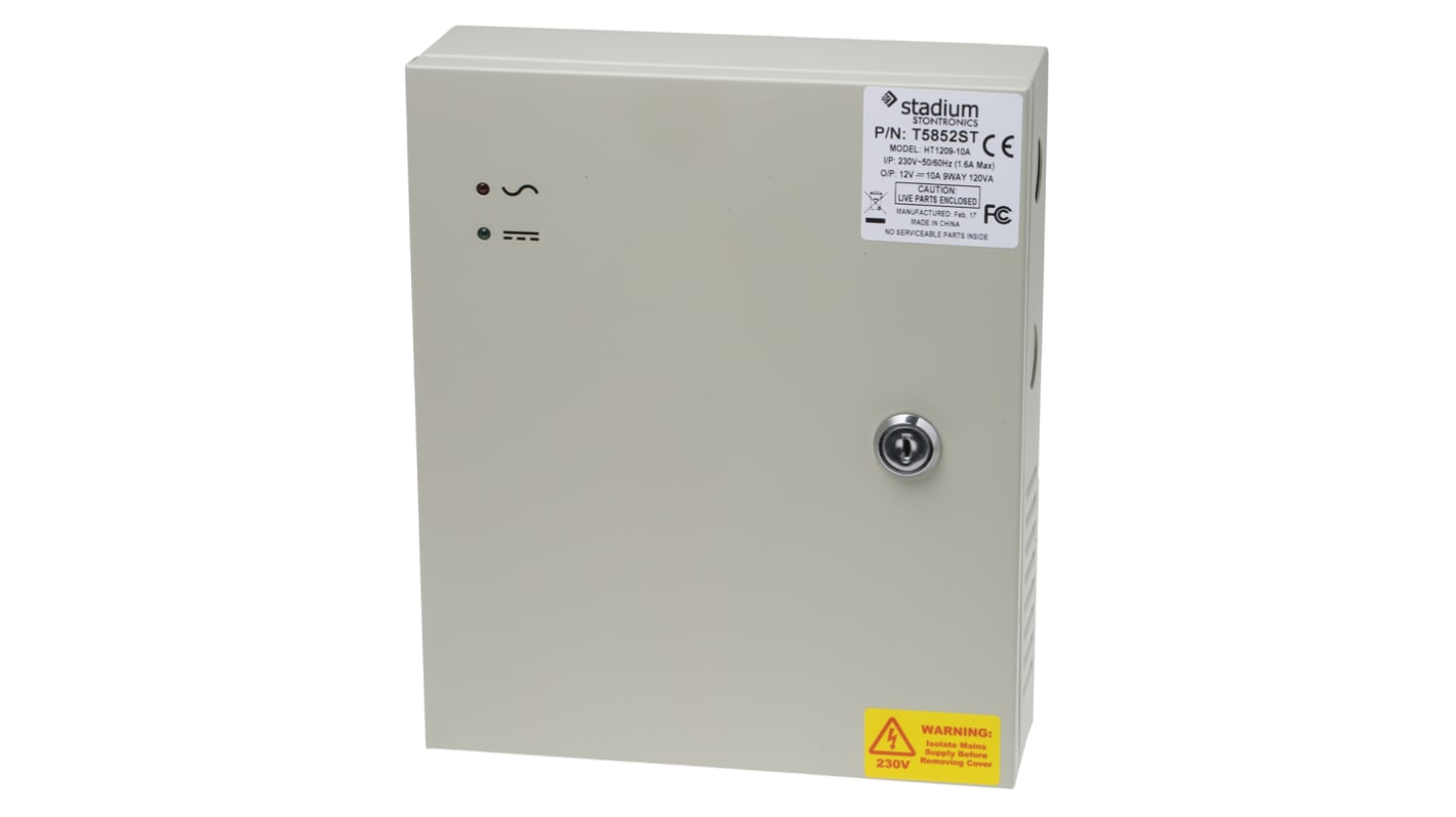 Alimentatore switching RS PRO, 120W, ingresso 100 → 240V ca, uscita 12V cc, 10A, 9 uscite