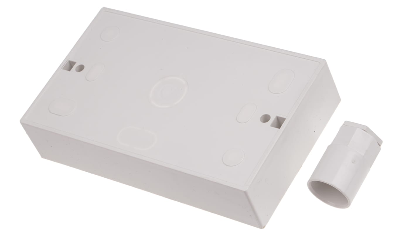 RS PRO White PVC Electrical Enclosure, BS, 2 Gangs, 147 x 86 x 32mm