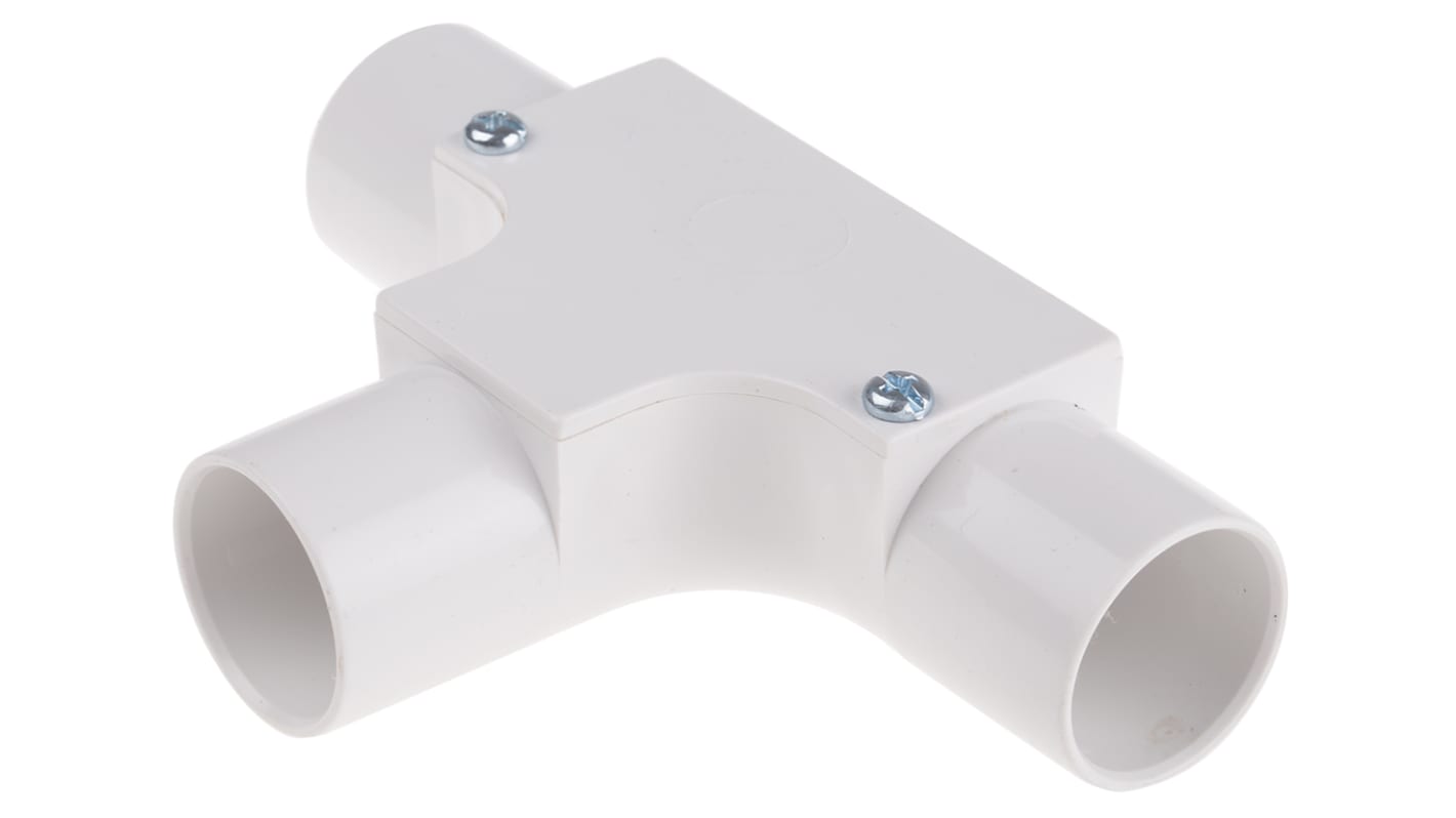 RS PRO Inspection Tee, Conduit Fitting, (Dia) 25mm Nominal Size, PVC, White