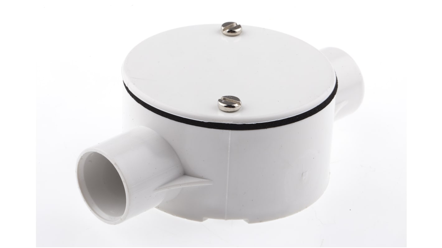 RS PRO Through Box, Conduit Fitting, (Dia) 20mm Nominal Size, PVC, White