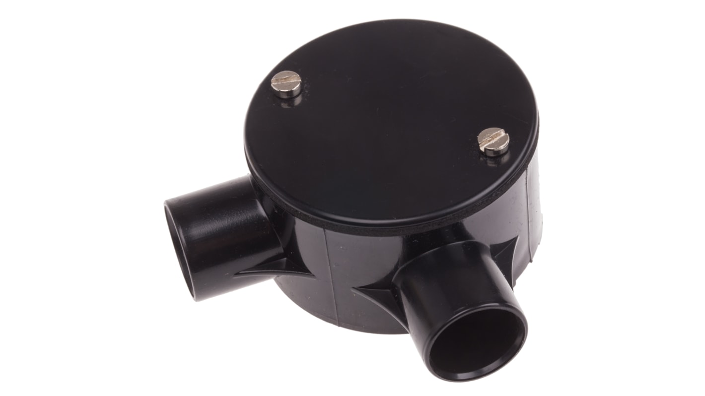 RS PRO Angle Box, Conduit Fitting, (Dia) 20mm Nominal Size, PVC, Black