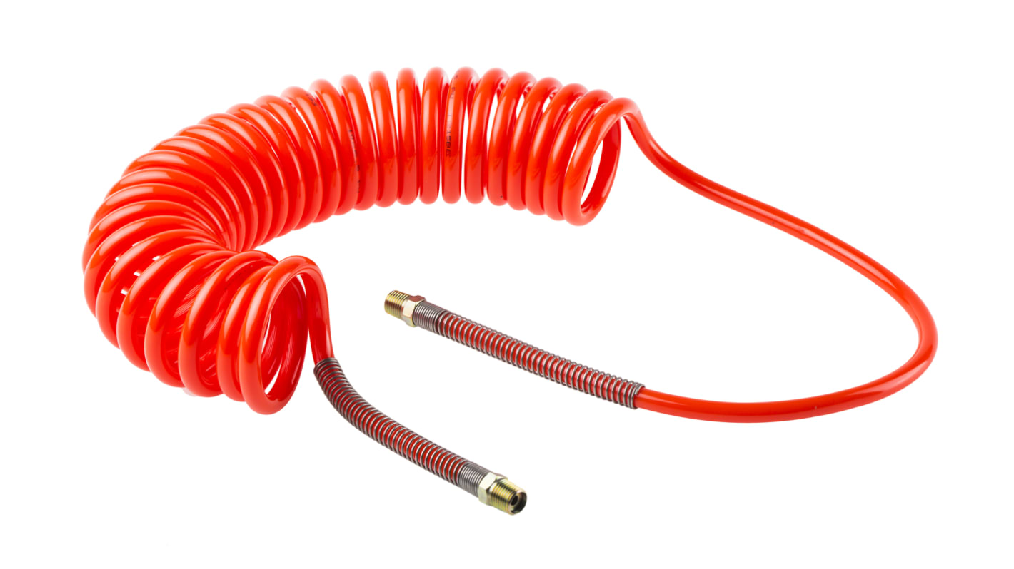 RS PRO 4m, Polyurethane Recoil Hose, with BSPT 1/4" Male connector