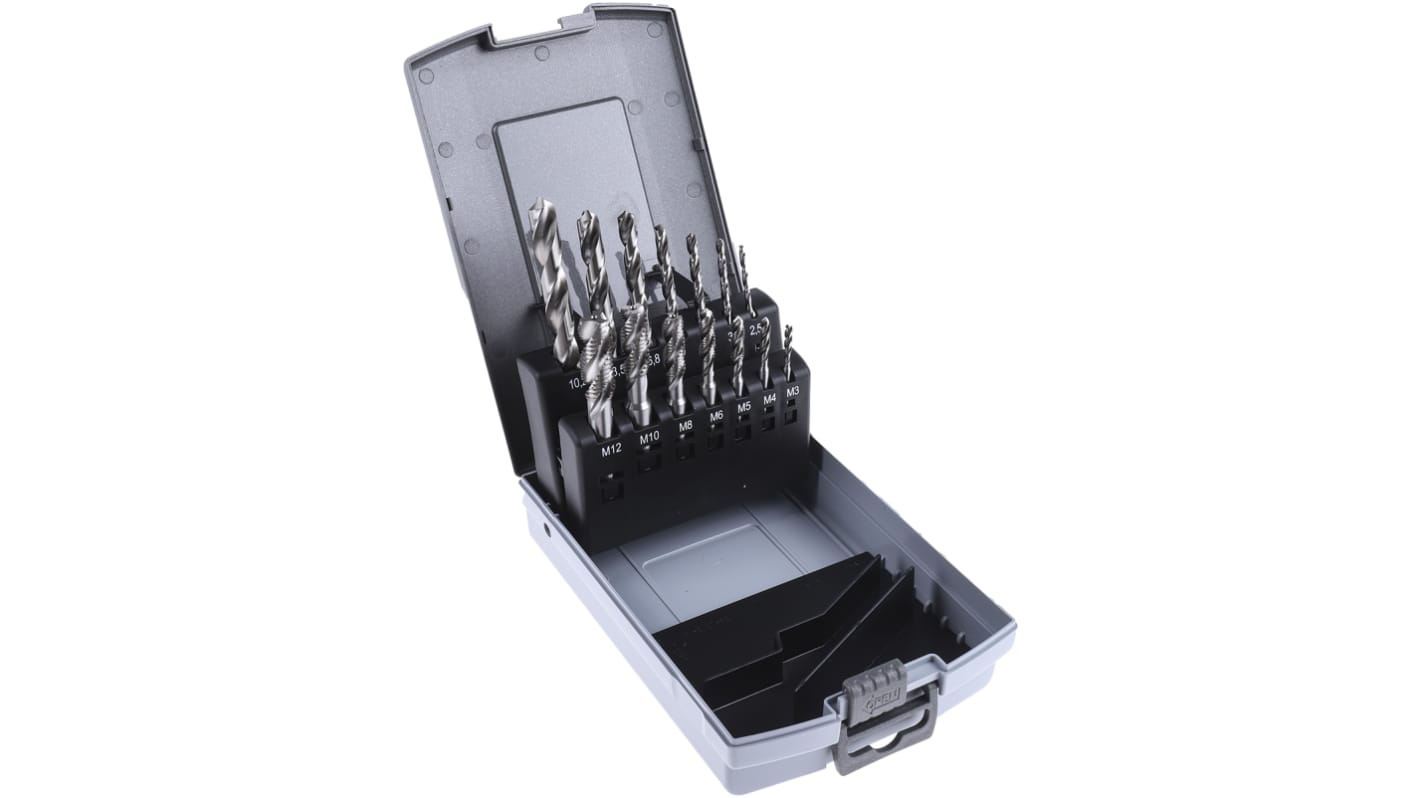 RS PRO Tap & Drill Set, M3 → M12 Thread, Metric Standard, Manual or machine tap