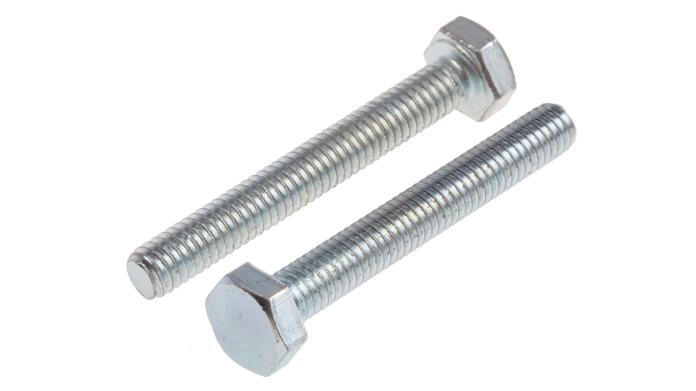 RS PRO Bright Zinc Plated Steel, Hex Bolt, M4 x 30.0mm