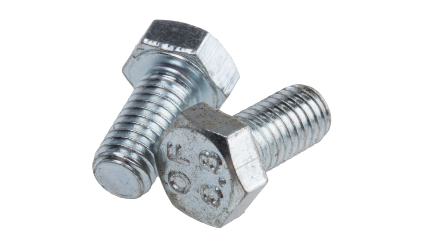 Śruba z łbem sześciokątnym gwint M5 10.0mm skok 0.80mm Stalowe Sześciokątny Powlekane jasnym cynkiem RS PRO