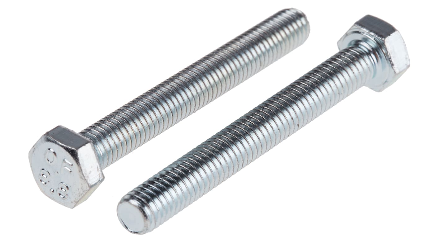 Śruba z łbem sześciokątnym gwint M5 40.0mm skok 0.80mm Stalowe Sześciokątny Powlekane jasnym cynkiem RS PRO
