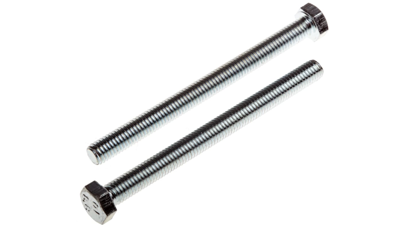 RS PRO Bright Zinc Plated Steel, Hex Bolt, M5 x 60.0mm