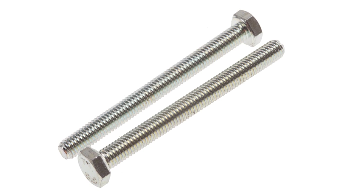 Śruba z łbem sześciokątnym gwint M6 65.0mm skok 1.0mm Stalowe Sześciokątny Powlekane jasnym cynkiem RS PRO