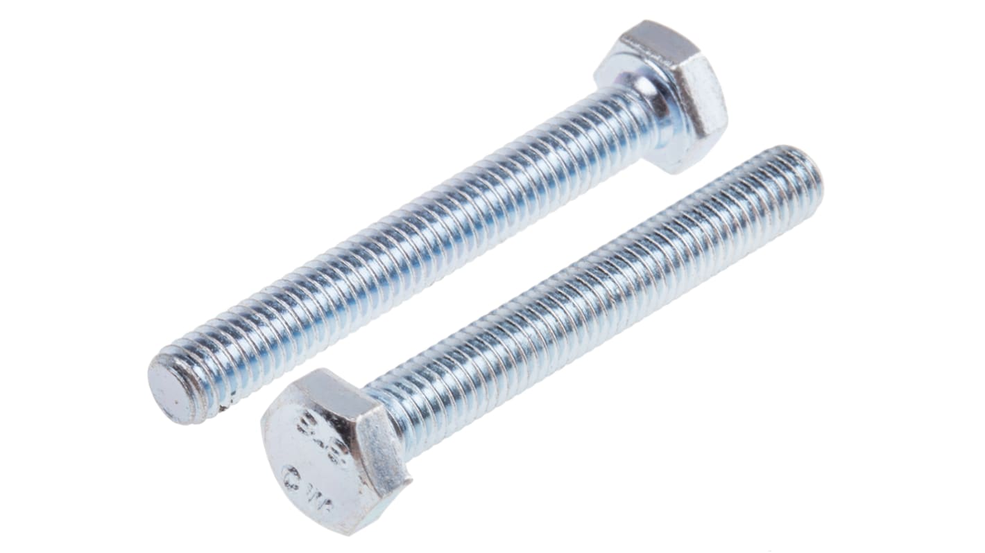 Śruba z łbem sześciokątnym gwint M6 45.0mm skok 1.0mm Stalowe Sześciokątny Powlekane jasnym cynkiem RS PRO
