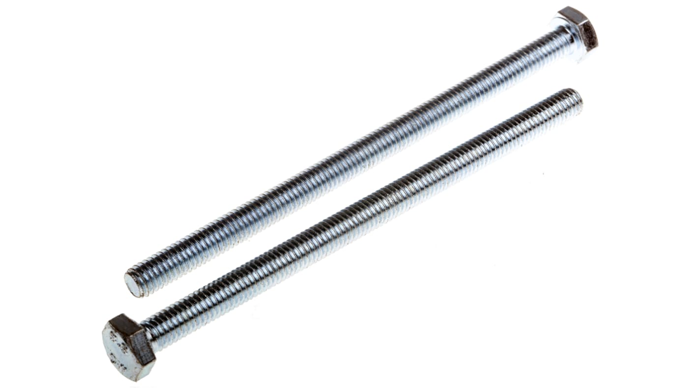 Śruba z łbem sześciokątnym gwint M6 100.0mm skok 1.0mm Stalowe Sześciokątny Powlekane jasnym cynkiem RS PRO