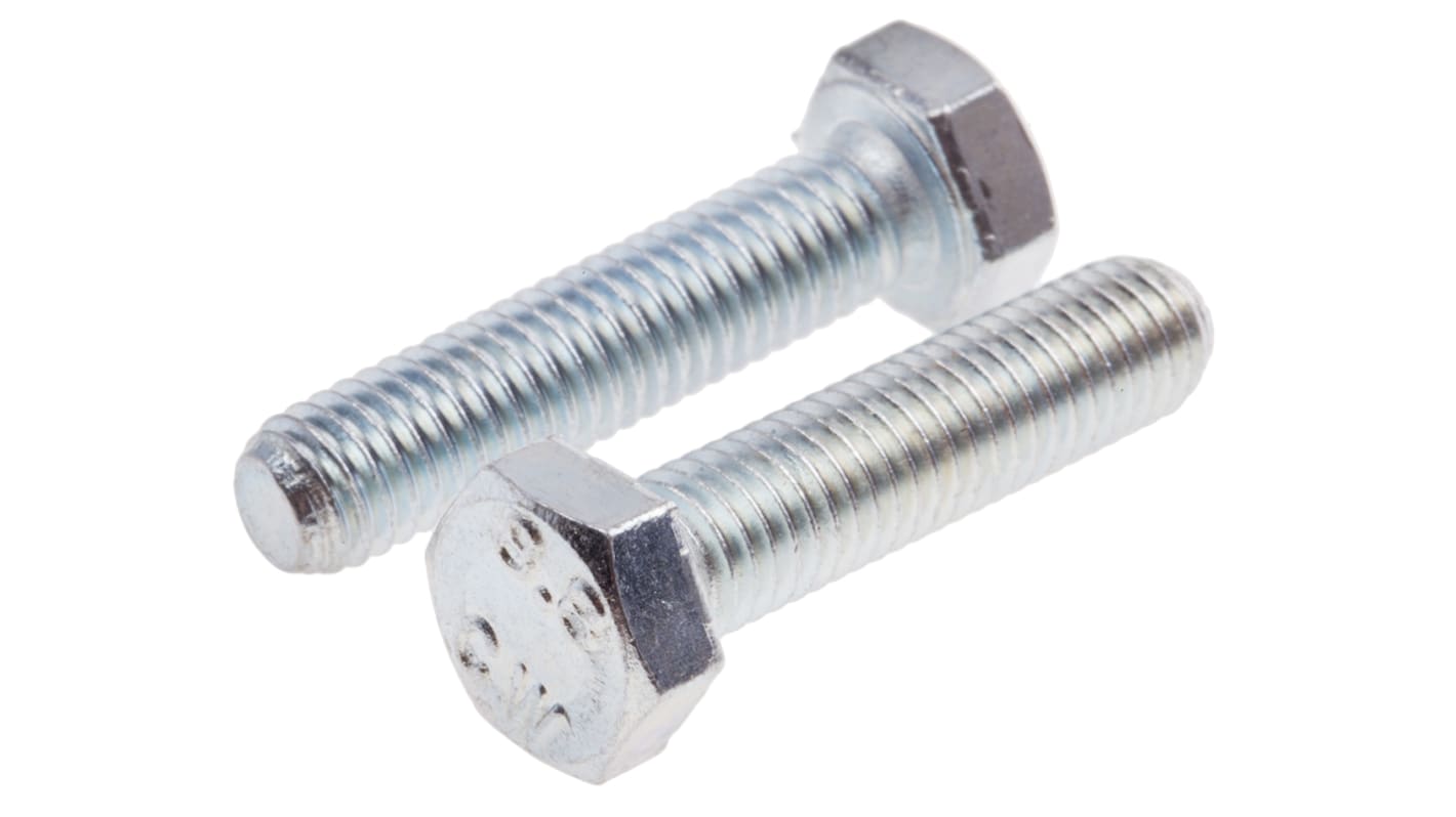 RS PRO Bright Zinc Plated Steel, Hex Bolt, M8 x 35.0mm