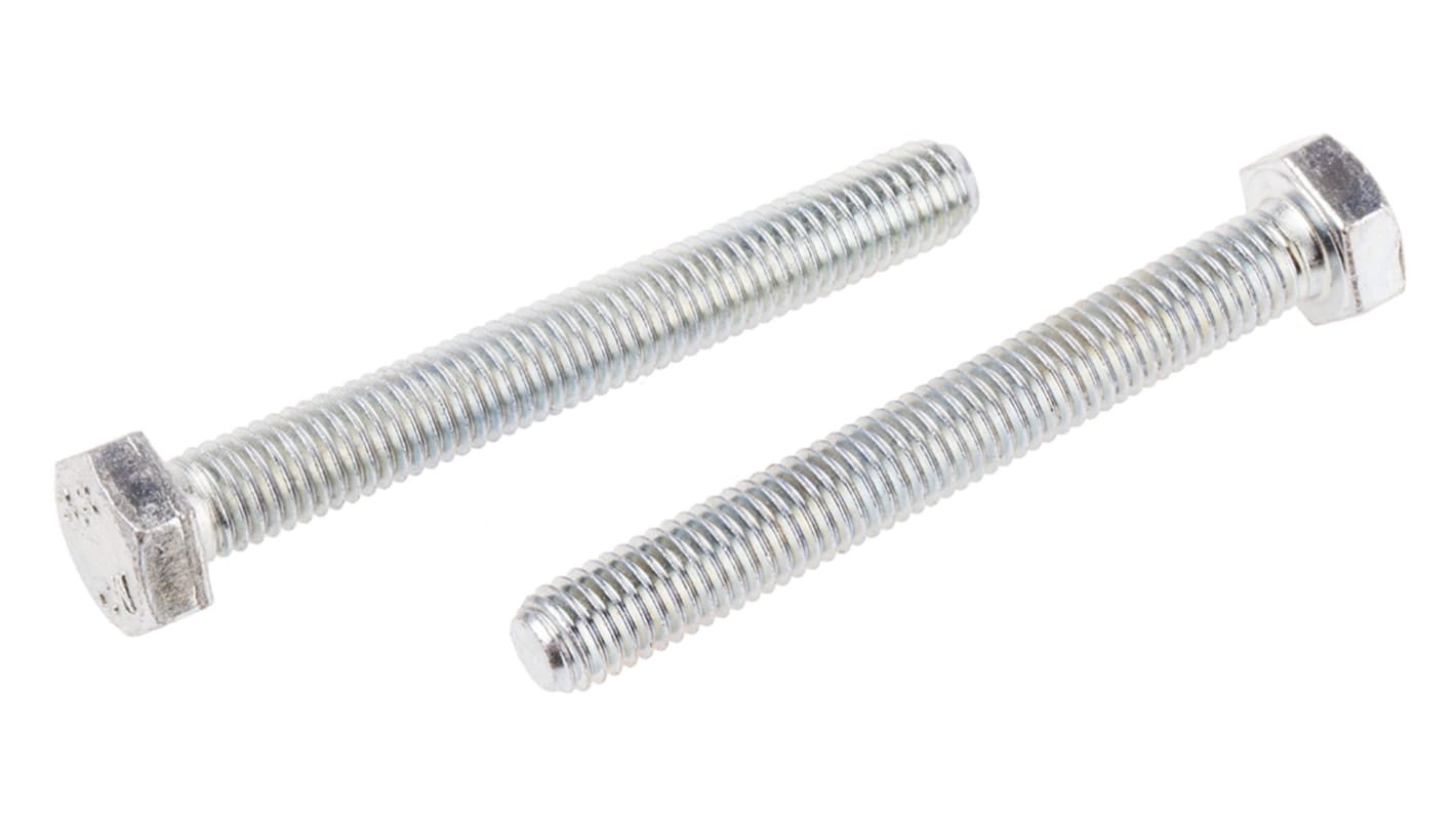 Śruba z łbem sześciokątnym gwint M8 65.0mm skok 1.25mm Stalowe Sześciokątny Powlekane jasnym cynkiem RS PRO