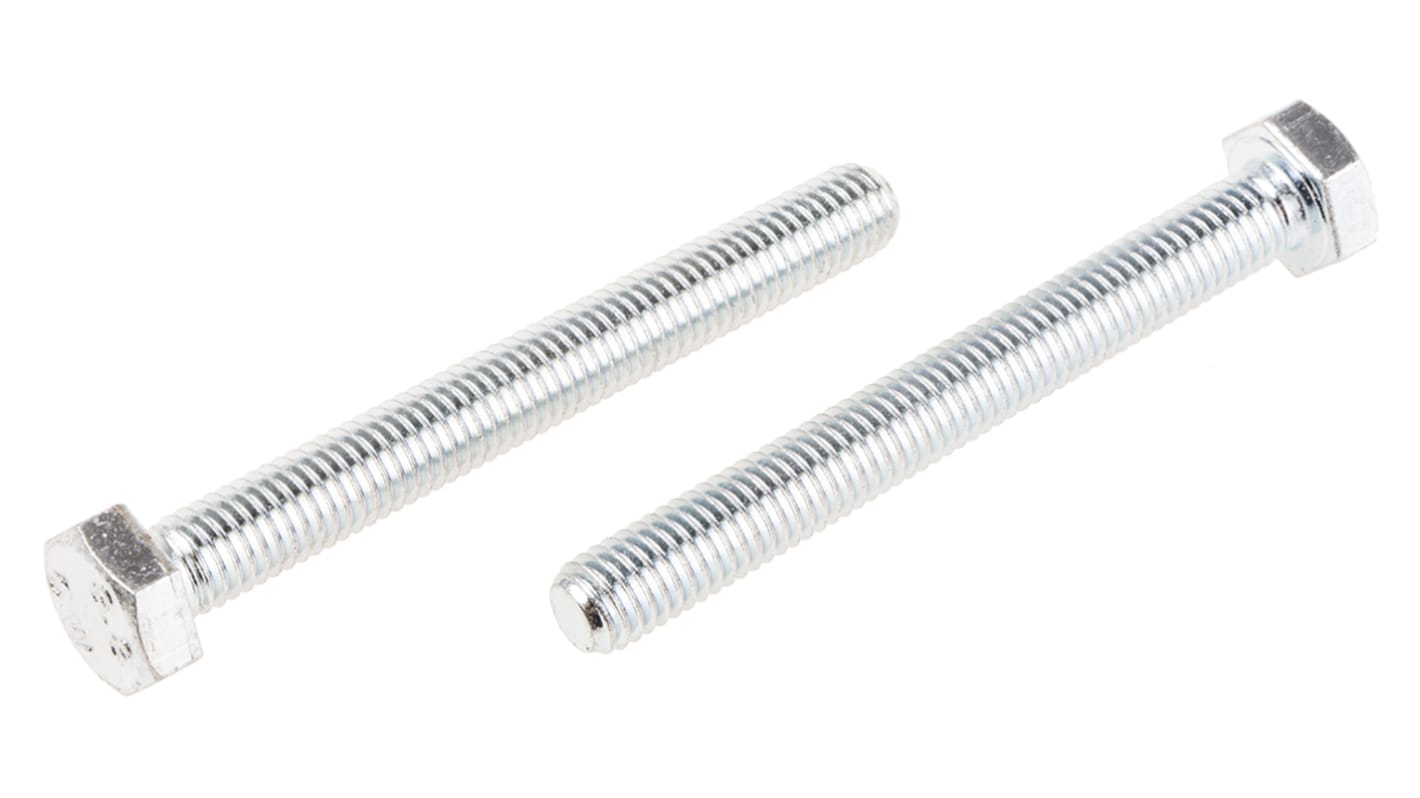 Śruba z łbem sześciokątnym gwint M8 70.0mm skok 1.25mm Stalowe Sześciokątny Powlekane jasnym cynkiem RS PRO