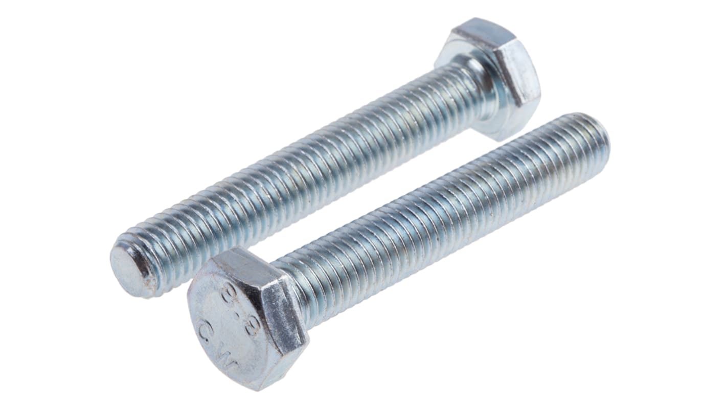 Śruba z łbem sześciokątnym gwint M12 75.0mm skok 1.75mm Stalowe Sześciokątny Powlekane jasnym cynkiem RS PRO