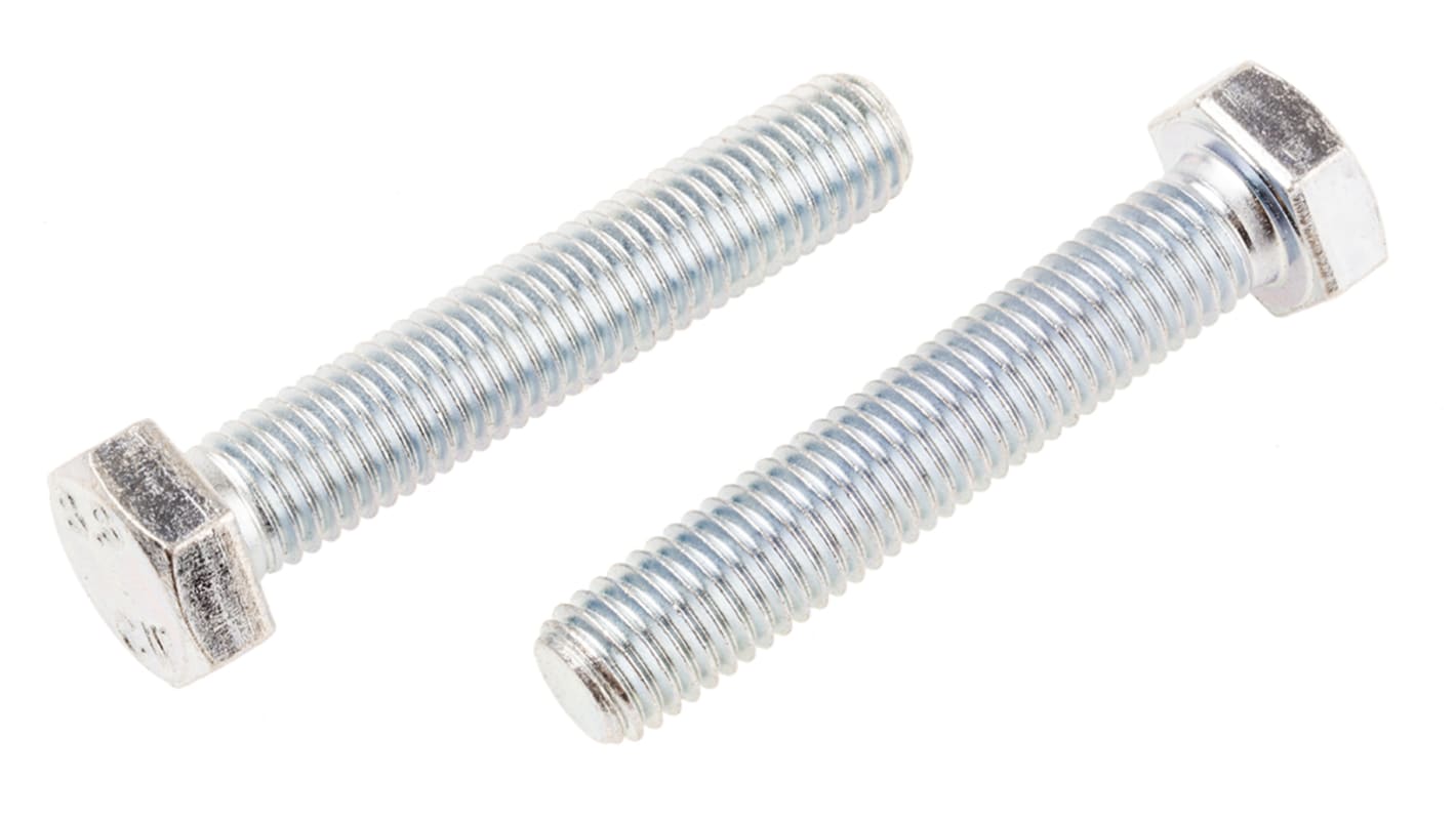 RS PRO Bright Zinc Plated Steel, Hex Bolt, M12 x 65.0mm