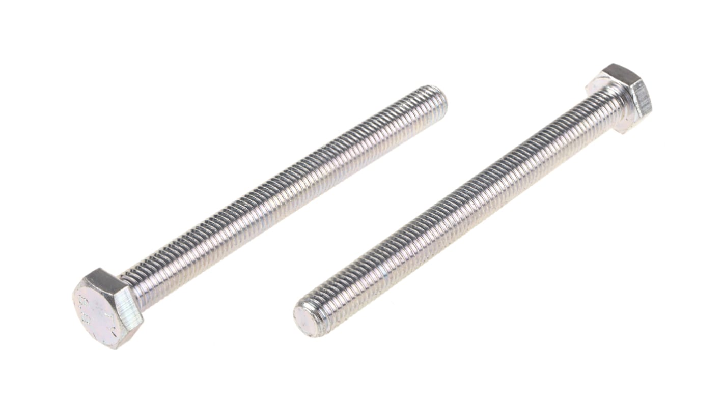RS PRO Bright Zinc Plated Steel, Hex Bolt, M12 x 130.0mm